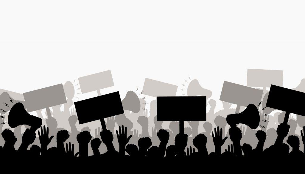 Négociation difficile et lock-out maintenu : un dialogue fragile Vecteezy Silhouette Of Protesting Crowd Of People With Raised Hands 28700886 1024x585